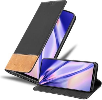 Cadorabo Hoesje geschikt voor Samsung Galaxy A51 4G / M40s in ZWART BRUIN - Beschermhoes met magnetische sluiting, standfunctie en kaartvakje Book Case Cover Etui