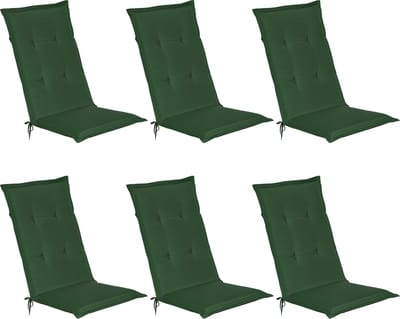 Beautissu Loft HL Set 6 x Tuinkussens Hoge Rug- 120 x 50 cm - Donkergroen Kussen - Zitkussen UV- Lichtecht Tuinstoelkussen