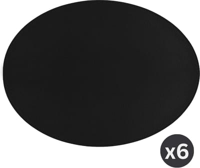 ZICZAC - Placemat TRUDO - SET/6 - lederlook - 33x45 cm - Ovaal, zwart