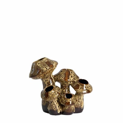 Light & Living Vaas Mushroom - Donkerbruin - 31.5x20.5x27.5cm - Keramiek - Modern - Bloemenvaas - Woondecoratie - Decoratieve vaas voor woonkamer of slaapkamer