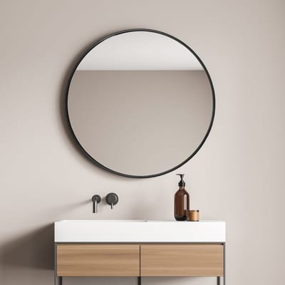 Spiegel Ordona hangend Ø40 cm rond zwart mat