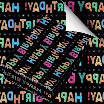 6 vellen cadeaupapier verjaardag 50 x 70 cm - Glinsterend papier - Kinderen - Rol cadeaupapier voor alle leeftijden