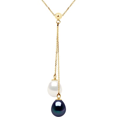 YOU AND ME zoetwater parel 89mm Wit en zwart geel goud