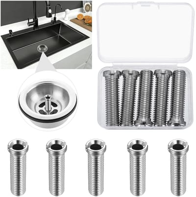 Thijox - 5 Stuks Holle Schroef voor Gootsteen, 45mm Roestvrij Staal Afvoerplug Zeefkorf Schroeven, M12 Gootsteen Schroeven Keuken Afvoerventiel Access