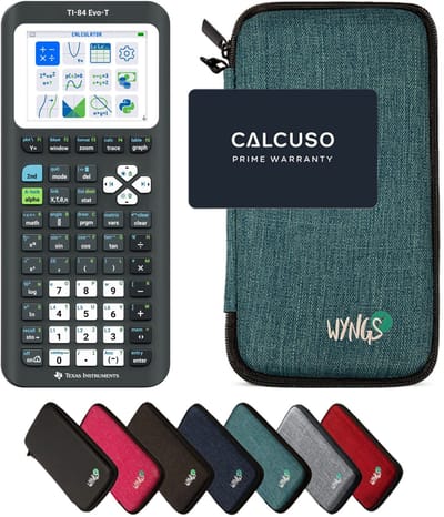 TI-84 Evo-T incl. WYNGS Beschermhoes Turkoois - Grafische Rekenmachine - Basis Pakket