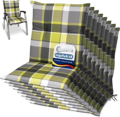 Tuinkussens Set - Stoelkussens Lage Rug - Buiten Zitten - UV-lichtecht - 100 x 50 cm - Groen Geruit