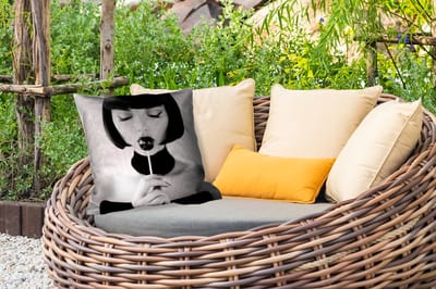 Buitenkussen - Vrouw - Lolly - Zwart - Wit - 45x45 cm - Weerbestendig