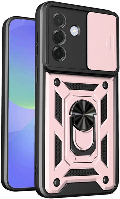 MobyDefend Hoesje - Geschikt voor Samsung Galaxy A57 - Pantsercase Met Draaibare Ring - Rosé