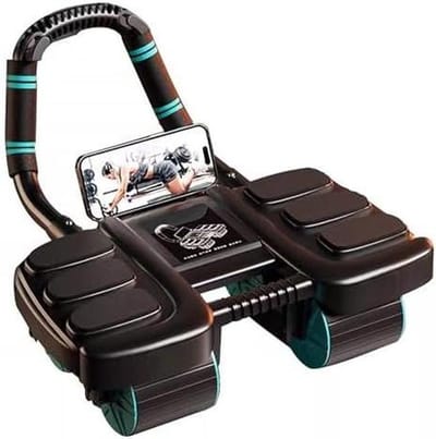 Buikspierroller - Fitness wiel - Thuis sporten - Automatische rebound - 4 wielen - Zwart