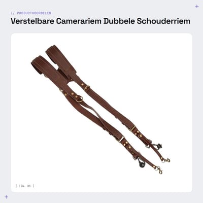 Dailygoods- Camerariem Verstelbaar - Dubbele Schouderriem van Echt Leer - Zacht Schouderkussen - Dubbel Veiligheidsdesign - Geschikt voor 2 Camera's - Hoogwaardig en Duurzaam - Camera Strap