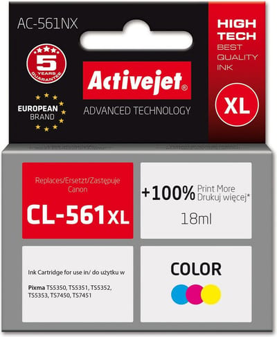 Activejet Supreme - Kleur Inktcartridge - 18ml - Cyan - Magenta - Geel
