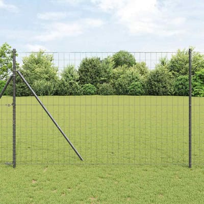 vidaXL - Euro-hek - met - grondbevestiging - 10 - x - 1,5 - m - PVC-Coated - Staal - Grijs