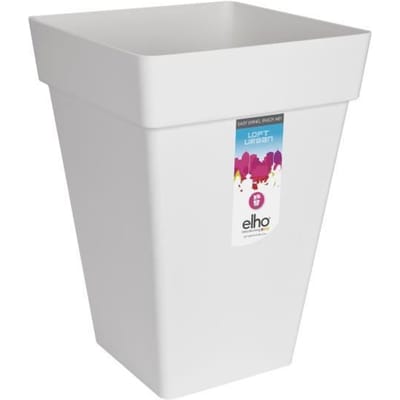 Elho Loft Urban Vierkant Hoog 37 - Grote Plantenbak voor Buiten - Bloempot voor Buiten - Ø 37.0 x H 51.3 cm - Wit