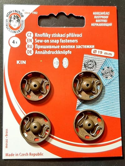 Drukkers opnaaibaar brons metaal 19mm 4 stuks