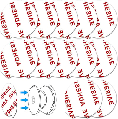Set van 12 Sterke Hechting Lijmstickers [Gemakkelijk te Verwijderen] Vervangende Pads voor Socket Grips en Vouwbare Houder (Wit) - Ideaal voor Thuis en Kantoor