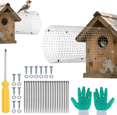 2Pc Vogelhuisje Predator Protector, RVS Vogelhuis Gatbeschermer, Rond Spreeuw Guard Gaas voor Veilige Nestkast voor Vogels