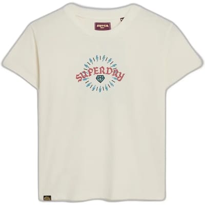 Superdry - Tattoo Rhinestone getailleerd T-shirt - Dames - T-shirts