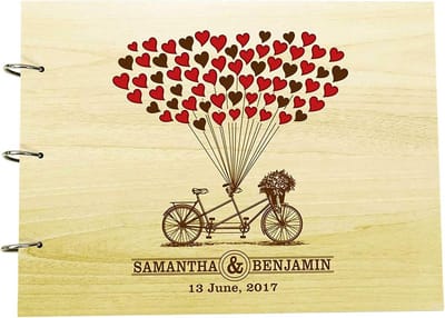Gastenboek Hout - Herinneringen Boek - Bruiloft Vieren - Gepersonaliseerde Gravure - 22x30 cm - Beige