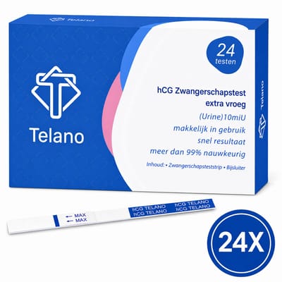 Telano Zwangerschapstest Extra Vroeg 24 stuks Dipstick - Zwangerschapstesten 6 Dagen Eerder - Extra Gevoelige Strip van 4 mm