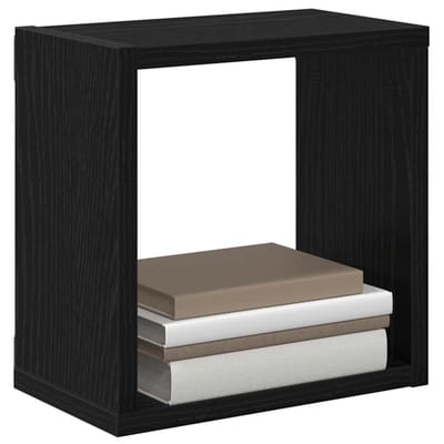 vidaXL Wandplanken met plank met opslag 2 pcs Zwart Eiken Bewerkt hout