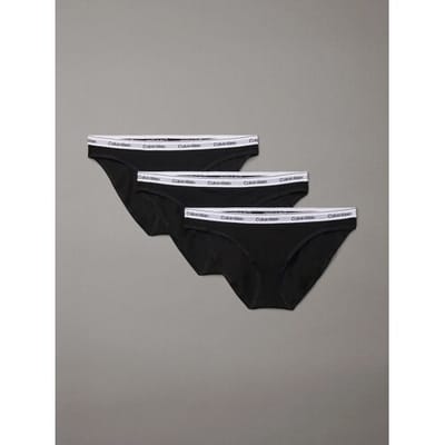 Calvin Klein Bikini Pack de 3 Color Block Confortable Jacquard de Lettres Sous-vêtement Triangle Femme Noir 000QD5207E-UB1 S gray