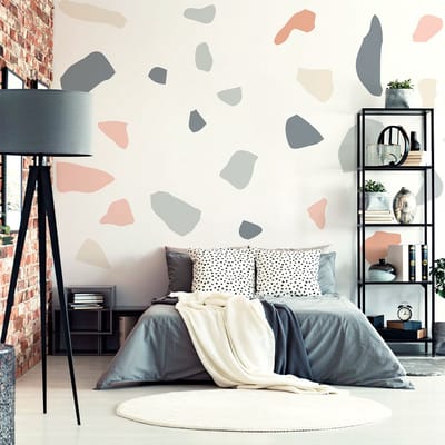 Vooraf gelijmd vliesbehang met gigantische muurschilderingen - TERRAZZO - 90x90cm
