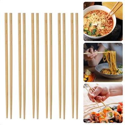 Luxe Bamboe Chopsticks - Eetstokjes - Vaatwasserbestendig - 12 Paar - 24 cm - Gemaakt van Duurzaam Bamboe - Eetstokjes voor Sushi