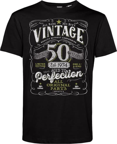 T-shirt Vintage 50s | 50 jaar abraham sarah | verjaardag cadeau voor mannen | Zwart | maat XS