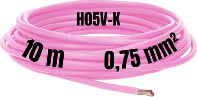 Kalitec 10 meter H05V-K 0,75 mm² roze bedradingskabel I kernkabel flexibel I PVC enkeladerig I meeraderig 0,75mm2 I bedrading fijnaderig I enkele kabel I kabel massief I schakeldraad