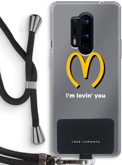 Case Company® - Hoesje met koord geschikt voor OnePlus 8 Pro hoesje met Koord - I'm lovin' you - Telefoonhoesje met Zwart Koord - Bescherming aan alle Kanten en Over de Schermrand