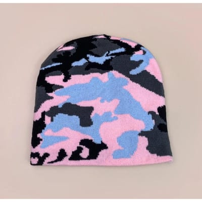 Europese Camouflage Gebreide Mutsen Kleurblok Herfst En Winter Nieuw Warm Hip Hop Veelzijdig Straatmode Buiten Retro Mutsjes 54-62cm gray
