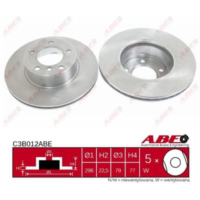 Remschijf ABE C3B012 voorkant, geventileerd, sterk gecarboniseerd, 1 Stuk