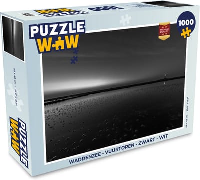 Puzzel Waddenzee - Vuurtoren - Zwart - Wit - Legpuzzel - Puzzel 1000 stukjes volwassenen