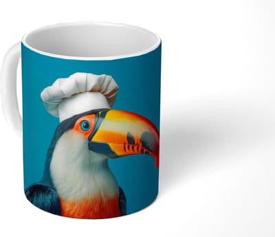 Mok - Koffiemok - Toekan - Papegaai - Vogel - Koksmuts - Mokken - 350 ML - Beker - Koffiemokken - Theemok