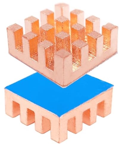 Koellichaam van puur koper 15 x 15 x 6 mm voor CPU en IC-chip - 2 stuks