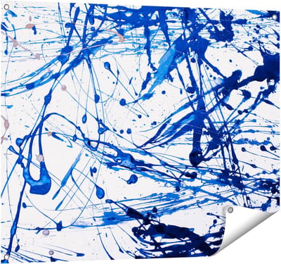 Gards Tuinposter Abstracte Kunst Blauwe Verf - 100x80 cm - Tuindoek - Tuindecoratie - Wanddecoratie buiten - Tuinschilderij