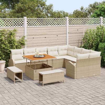 vidaXL - Tuinbank - Set - 12 - st - 11-Aantal - zitplaatsen - Beige - en - Crème