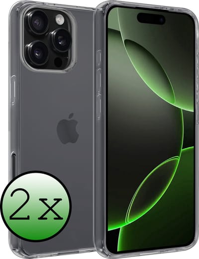 Hoesje 2 Stuks - Geschikt voor Apple iPhone 16 Pro - Sterk & Shockproof - Case Siliconen - Back Cover - Telefoon Hoes - Transparant