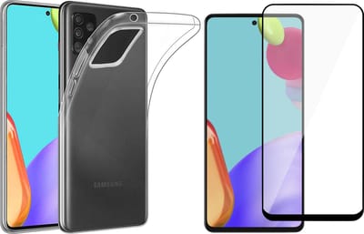 Hoesje geschikt voor Samsung Galaxy A52s Hoesje en Full Screenprotector - Siliconen Backcover - Transparant