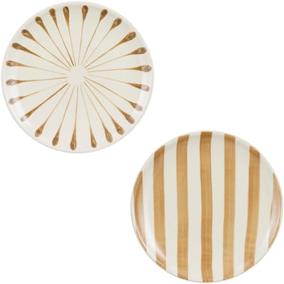 Mica Decorations Elsie Ontbijtbord - Assorti - H2 x Ø20 cm - Steengoed - Bruin