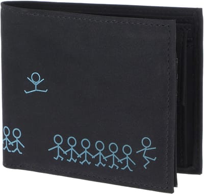 oxmox portemonnee New Cryptan RFID Protect Querscheinbörse Jumping Jack 2.0 Print Cyan Black zwart