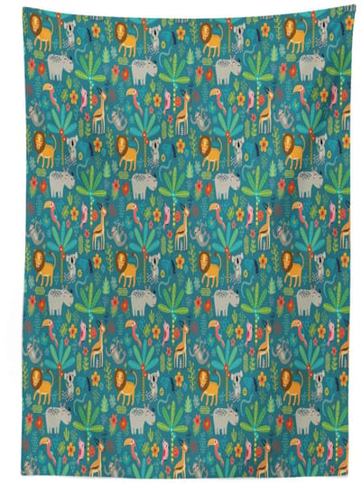 ABAKUHAUS Oerwoud Tafellaken – 140 x 200 cm – Veelkleurig Satijn