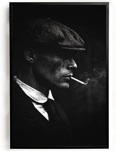 Poster vintage rokend persoon zwart wit A4