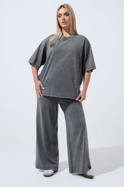 Limited Collection Grijze Broek Met Wijde Pijpen En Acid Washeffect Size 42