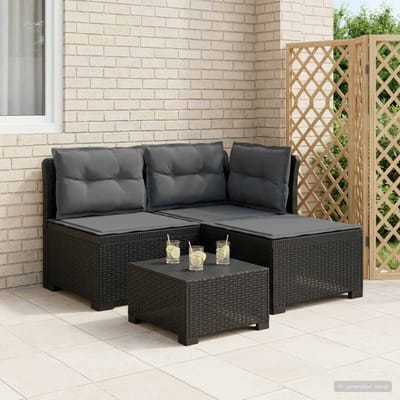vidaXL - 3-Zits - Tu - bank - met - Kussens - Rattan - Look - 3-zits - PP - Antraciet
