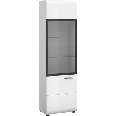 Stijlvolle vitrinekast met glazen deur en verstelbare planken - 6 opbergvakken - 45x160x34cm