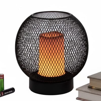 Lomera Sfeervolle Tafellamp - Zwart Metaal - Warm Wit Licht - Draad Design - Luxe Uitvoering - Op Batterijen - Tafel Lamp - Lampje - Tafellamp Zwart - Designlamp - Tafellamp Zonder Snoer - Moderne Tafellamp