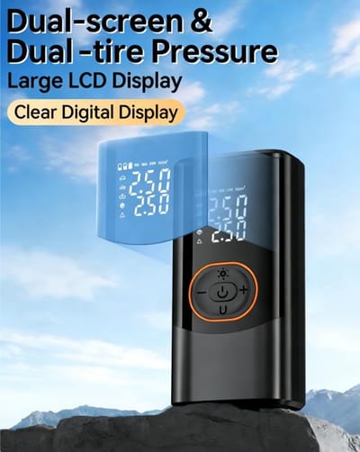 Luchtpomp - Autobandenpomp - 150 PSI luchtpomp - Met dubbele LCD-displays - Automatische stopfunctie en LED-noodverlichting - Oplaadbaar - Draadloos en draagbaar - Geschikt voor auto's, fietsen, motoren en ballen - Zwart