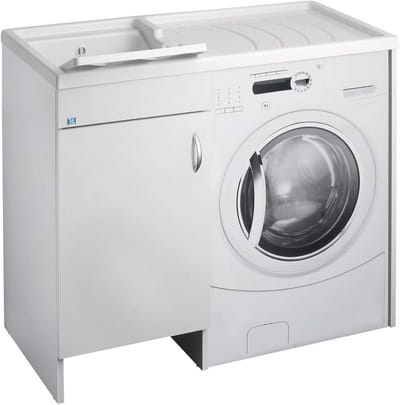 Wasmachinekoppel met Wastafel, Wit, 109 x 60 cm