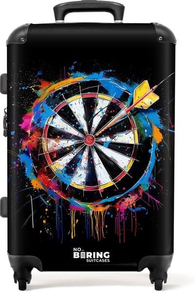 NoBoringSuitcases.com® - Koffer groot - Rolkoffer lichtgewicht - Dartbord met graffiti - Reiskoffer met 4 wielen - Grote trolley XL - 20 kg bagage